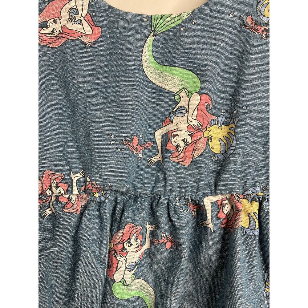 Disney Princess Ariel Little Mermaid Chambray Dress 5T Summer - Picture 3 of 8